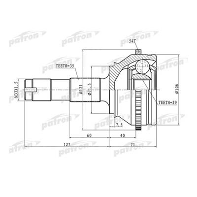 ШРУС наружный (трехвал)  шлицы 35*29 Ducato 244 Patron PCV1334