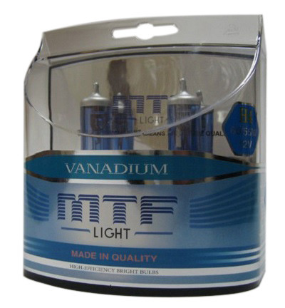 Лампа H7 55W 64210 VANADIUM (к-т 2ед.) бело-голубой свет 5000К MTF HVN1207