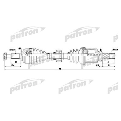 Привод правый Duster/Largus 1,6 16V/Almera G15(с гидравл. сцепл. JR5) ор.391004571R Patron PDS0453 26*23*907 мм