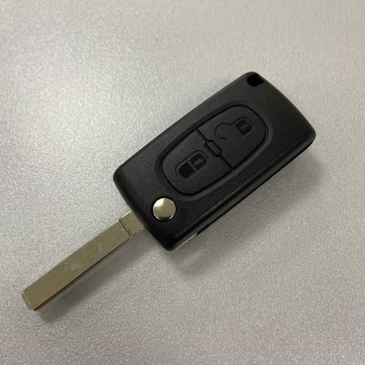 Корпус ключа зажигания (выкидной) Peugeot/Citroen (2 кнопки, лезвие VA2, бат. в корпусе 536)
