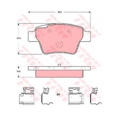 Колодки тормозные зад.Citroen C4/Peugeot 307/ Geely Emgrand EC7 FE-1 04- ор.425476 TRW GDB1678