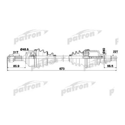 Полуось левая 21x636x48,8x22 CITROEN: C3 02-, C3 PLURIEL 03  PDS0126 PATRON