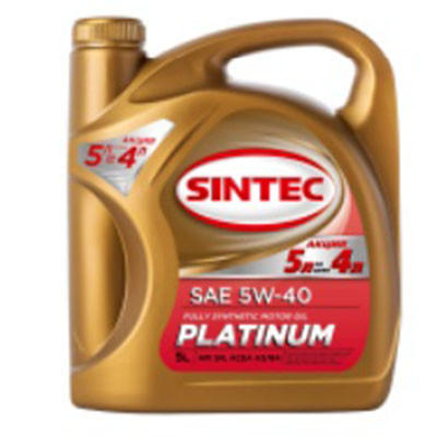 Масло моторное Sintec PLATINUM 5W40 A3/B4 SN/CF (5) 801994 АКЦИЯ 5 по цене 4