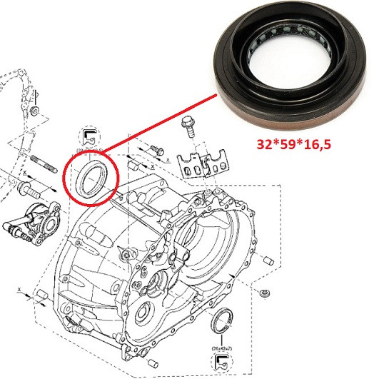 Сальник 32*59*16,5 привода правого NISSAN/RENAULT (КПП ND*) ор.383422716R