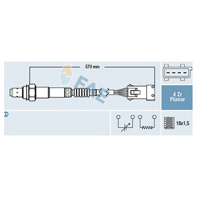 Лямбда-зонд Citroen C3/Peugeot 206/307 1.6 16V 00>(4-х конт. с разъемом, L=570) Bosch 0258006185 ор.1628KY Fae 77240 