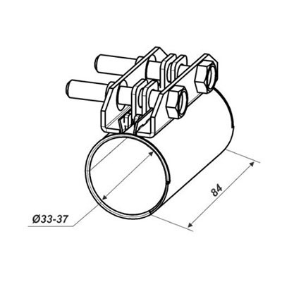 Хомут глушителя (муфта) D35 (33-37), L84 мм. нержавеющий CBD CBD605700