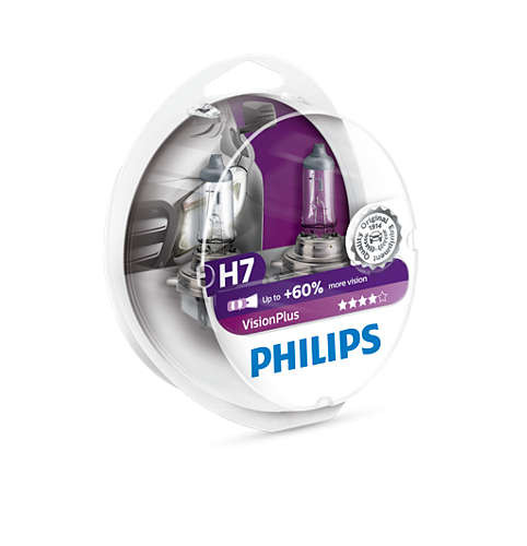 Лампа H7 55W 64210 VisionPlus 60% (к-т 2ед.) Philips 12972VPS2