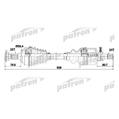 Привод правый в сборе Citroen C5 2.0 ор.32738H Patron PDS0150