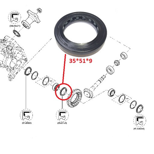 Сальник 35*51*9 привода правого (в раздатке) Arkana/Kaptur/Duster ор.331149638R