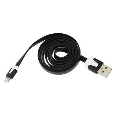 Кабель USB для iPhone 5/6/7 моделей шнур плоский 1м черный