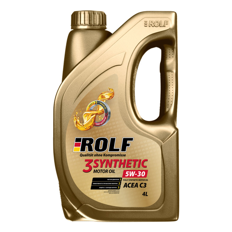 Масло моторное Rolf 3-SYNTHETIC 5W30 SN C3 MB 229.51/VW 504.00/507.00/BMW LL-04/Porsche C30 (PAO) (4) пластик 322729